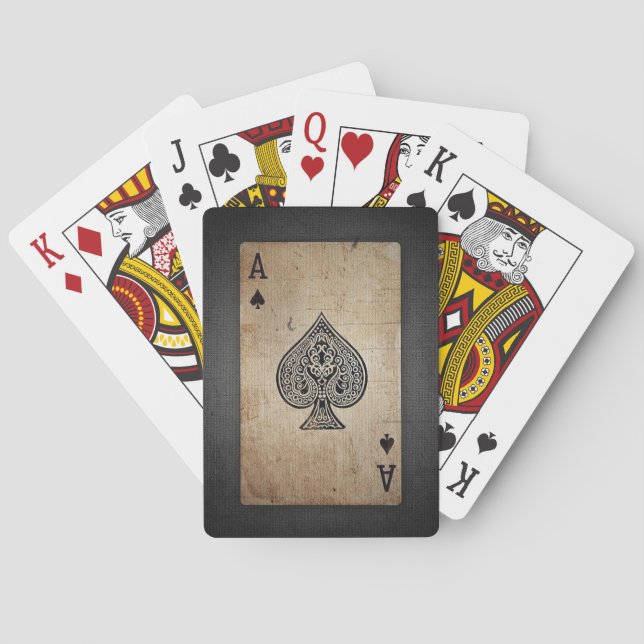 Cool Grunge Retro Artistic Poker Ace Of Spades Cards (Back)