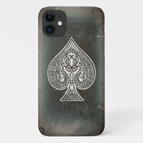 Cool Grunge Retro Artistic Poker Ace Of Spades iPhone 11 Case