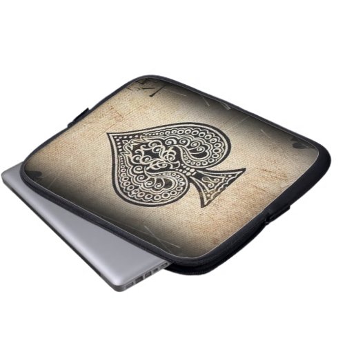 Cool Grunge Retro Artistic Poker Ace Of Spades Laptop Sleeve