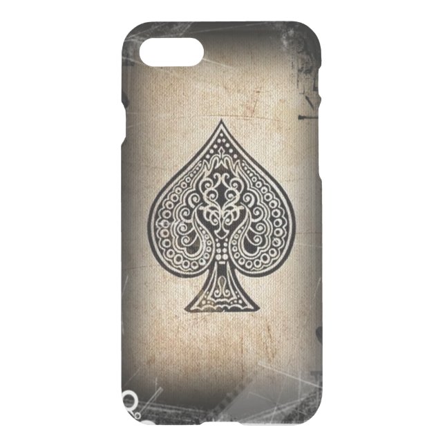 Cool Grunge Retro Artistic Poker Ace Of Spades Uncommon iPhone Case (Back)