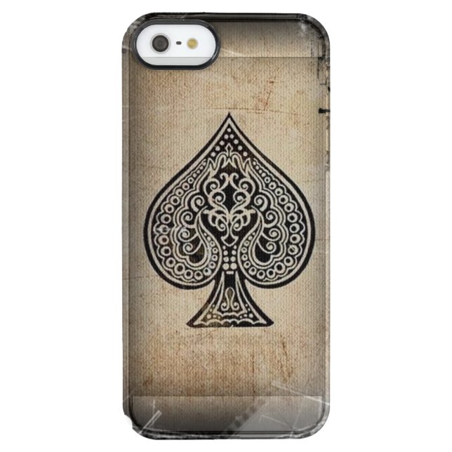 Cool Grunge Retro Artistic Poker Ace Of Spades Uncommon iPhone Case (Back)