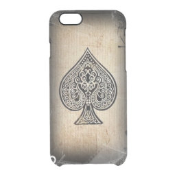 Cool Grunge Retro Artistic Poker Ace Of Spades Clear iPhone 6/6S Case