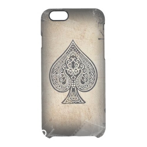 Cool Grunge Retro Artistic Poker Ace Of Spades Clear iPhone 66S Case