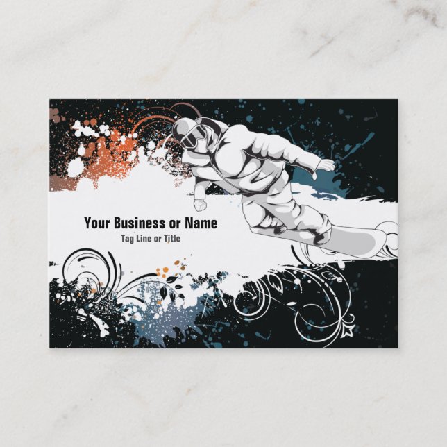 Cool Grunge Snowboard Business Card (Front)