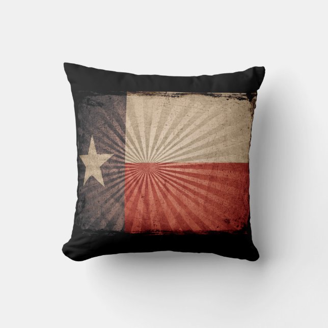 Cool Grunge Texas Flag Throw Pillow (Front)