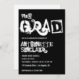 Cool Grunge Typography Graduation Party Invitation