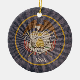 Cool Grunge Utah Flag Ceramic Ornament
