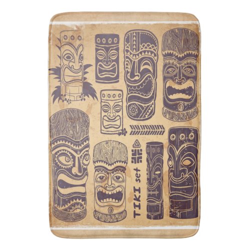 Cool Grunge Vintage Tiki Set Bathroom Mat