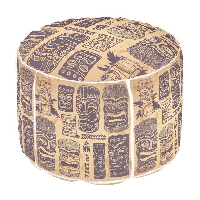 Cool Grunge Vintage Tiki Set Pouf (Angled Back)