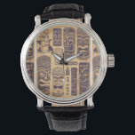 Cool Grunge Vintage Tiki Set Watch<br><div class="desc">Vintage Tiki (a large Polynesian carvings in humanoid form) Graphic Illustration Set is on this custom watch.</div>
