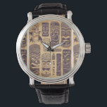 Cool Grunge Vintage Tiki Set Watch<br><div class="desc">Vintage Tiki (a large Polynesian carvings in humanoid form) Graphic Illustration Set is on this custom watch.</div>