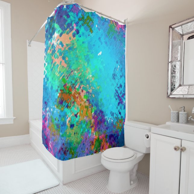 Cool Grunged Up Splattered Graffiti Art Design Shower Curtain (In Situ)