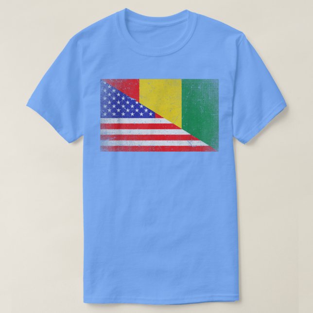Cool Guinea Flag USA American Flag Patriotic  T-Shirt (Design Front)