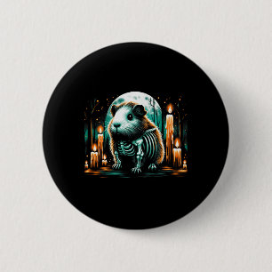 Cool Guinea Pig Skeleton Halloween Christmas Birth Button