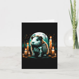 Cool Guinea Pig Skeleton Halloween Christmas Birth Card