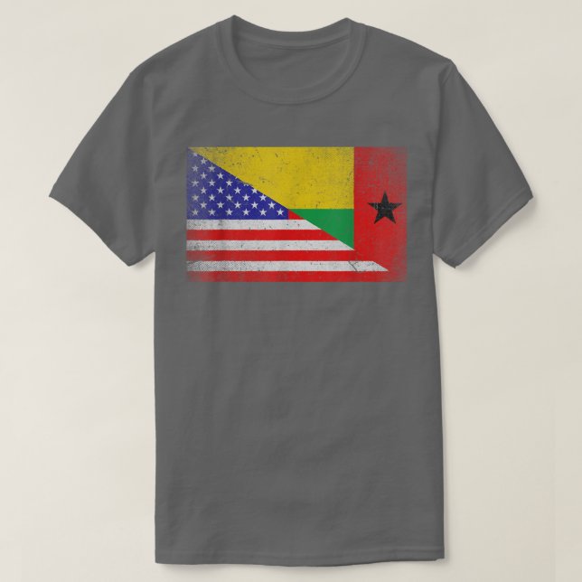 Cool GuineaBissau Flag USA American Flag Patriotic T-Shirt (Design Front)