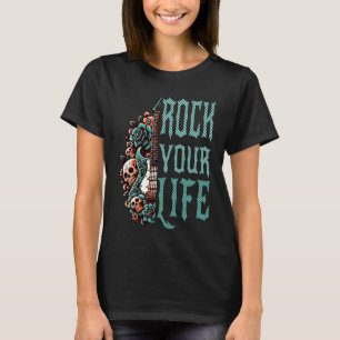 Cool Guitar and Skull Rock Your Life T-Shirt