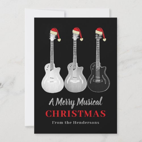 Cool Guitar Christmas Merry Music Personalized Holiday Card