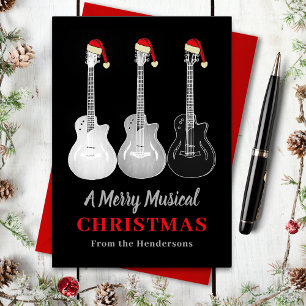Cool Guitar Christmas Merry Music Personalized Holiday Card
