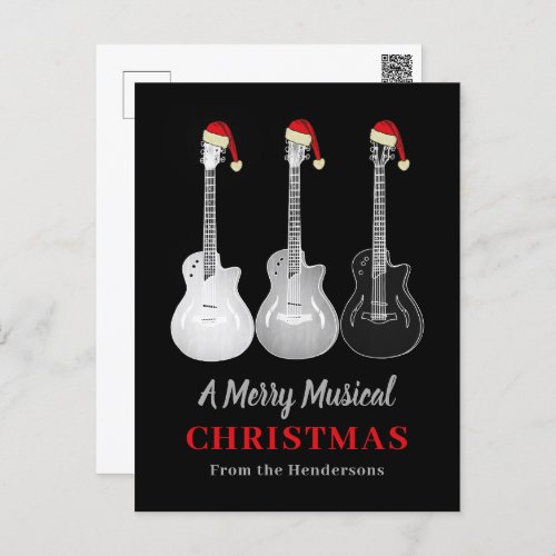 Cool Guitar Christmas Merry Music Personalized Holiday Postcard