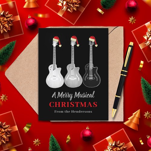 Cool Guitar Christmas Merry Music Personalized Holiday Postcard