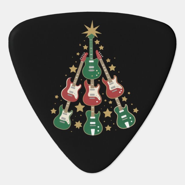 Cool Guitar Christmas Tree Guitar Lovers Christmas Guitar Pick (Front)