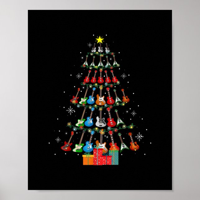 Cool Guitar Christmas Tree Merry Xmas Gifts Xmas L Poster (Front)