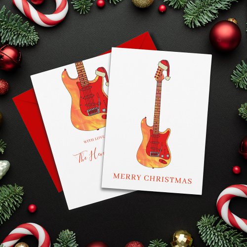 Cool Guitar Merry Christmas Holiday Card