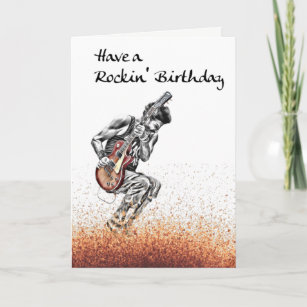 PERSONALISED GUITAR AND SKULLS Birthday Card Rocker Guitarist Punk Fender