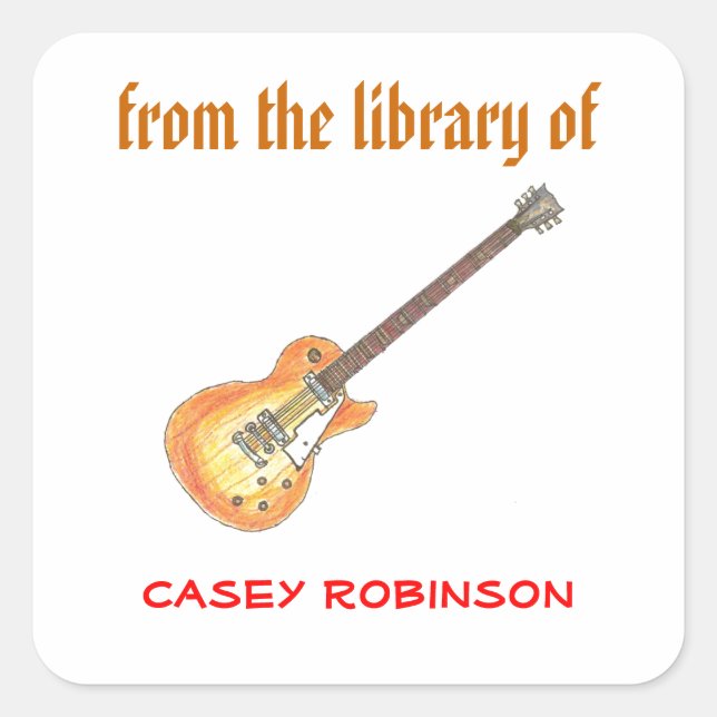 Cool guitar personalized bookplates (Front)
