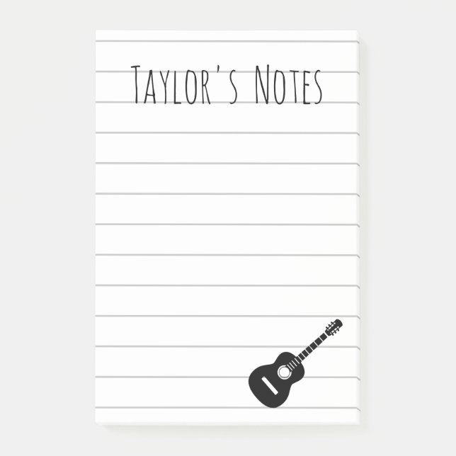 Cool Guitar Personalized Name Post-it Notes (Front)