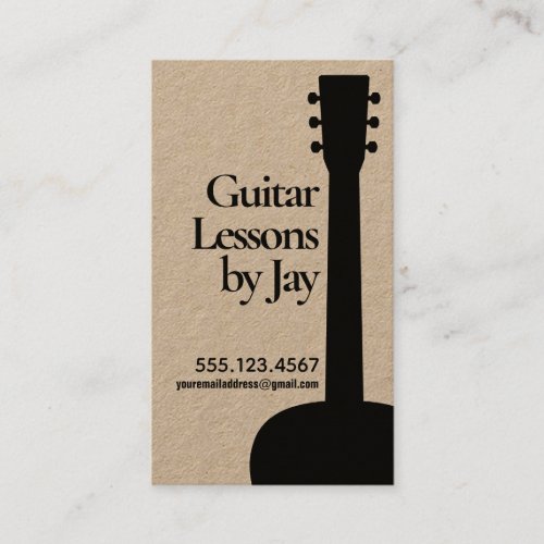 Cool Guitar Teacher Guitarist Kraft Business Card
