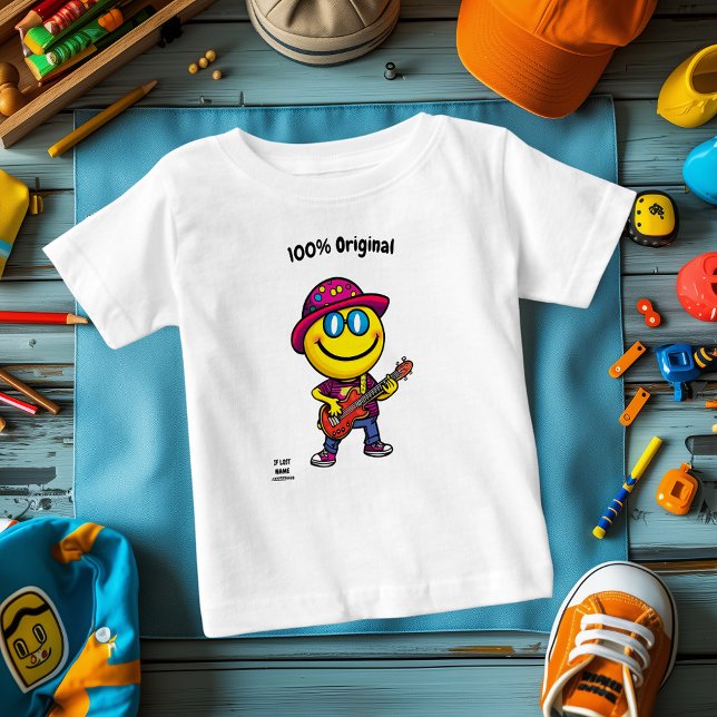 Cool Guitarist Emoji – Fun and Vibrant Full-Body  Baby T-Shirt (Creator Uploaded)