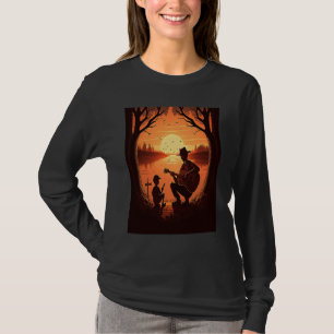 Cool Guitarist Father Dad Playing Guitar In Sunset T-Shirt