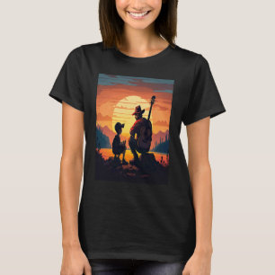 Cool Guitarist Father Dad Playing Guitar In Sunset T-Shirt