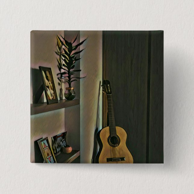 Cool guitarist gift button (Front)
