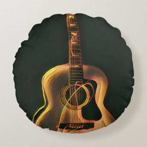 Cool guitarist gift round pillow