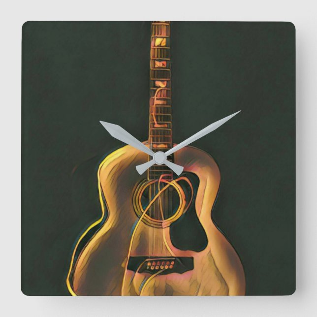 Cool guitarist gift square wall clock (Front)