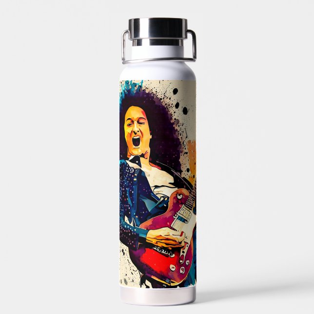 Cool guitarist rock water bottle (Back)