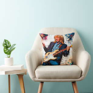 cool guitarist throw pillow