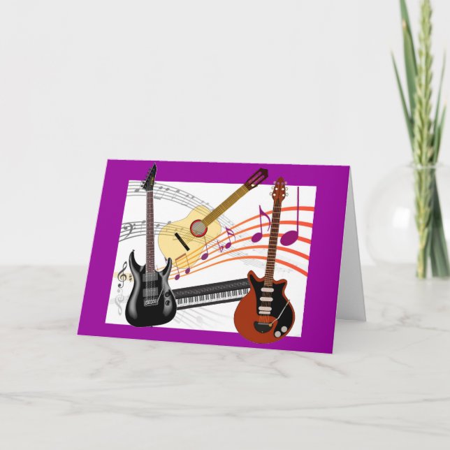 Cool Guitars Keyboard and Music Notes Birthday (Front)