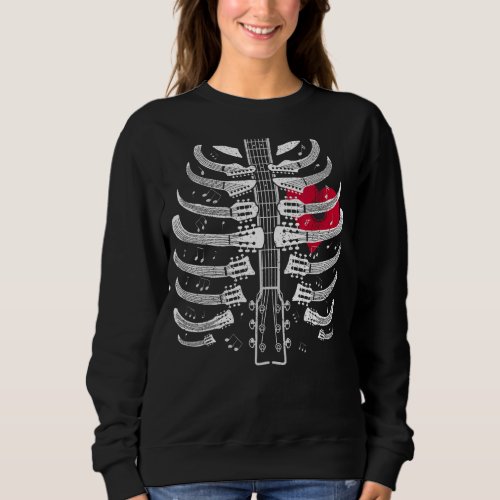 cool Guitars Music In Bones Skeleton Design Sweatshirt