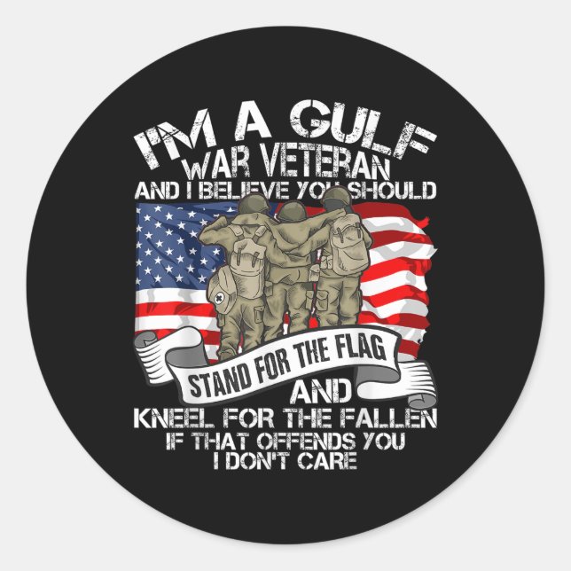 Cool Gulf War Veteran Soldier Proud Hero Veterans  Classic Round Sticker (Front)