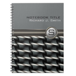 Cool Guy Abstract Steel Pattern Monogram Notebook