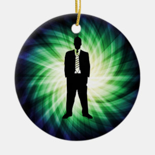 Cool Guy in Suit Silhouette Ceramic Ornament