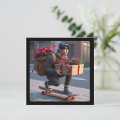Cool Guy on Skateboard with Valentines Holiday Card (Standing Front)