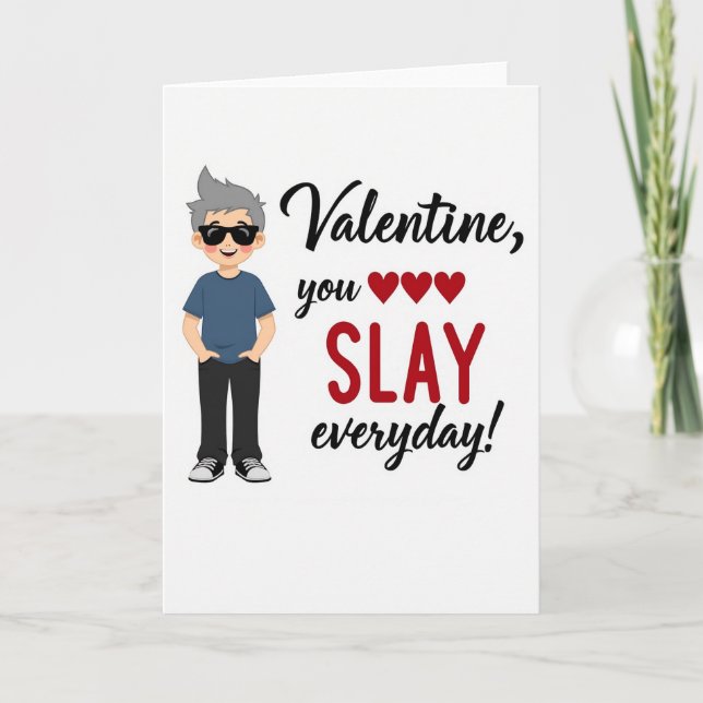 Cool Guy Slay Valentine Card (Front)