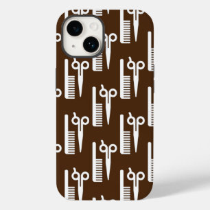 Cool Hair Stylist Brown Background Scissors Case-Mate iPhone 14 Case