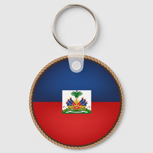 Cool Haiti Flag Seal Keychain (Front)