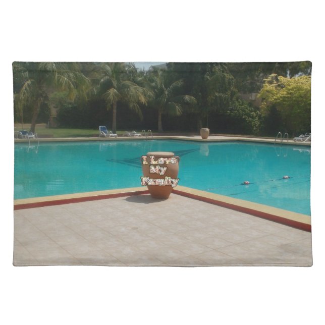 Cool Hakuna Matata Pool Side I love My Family.jpg Placemat (Front)